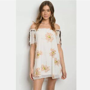 Floral Print Off The Shoulder Dress S